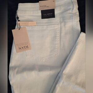 NWT NYDJ Marilyn Straight Jeans w/2.5" Slit at Ankles - Optic White - Size 18